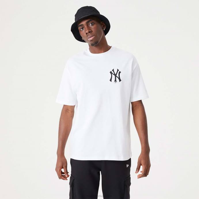 FFTN2927 New Era t-shirt oversized branca com estampa floral new york yankees mlb