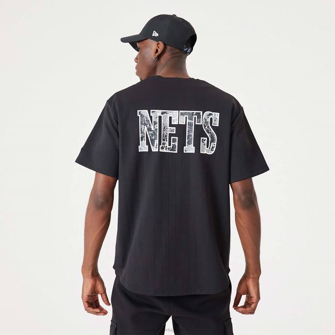 FFTN2928 New Era brooklyn nets nba infill logotipo da equipe camisa preta