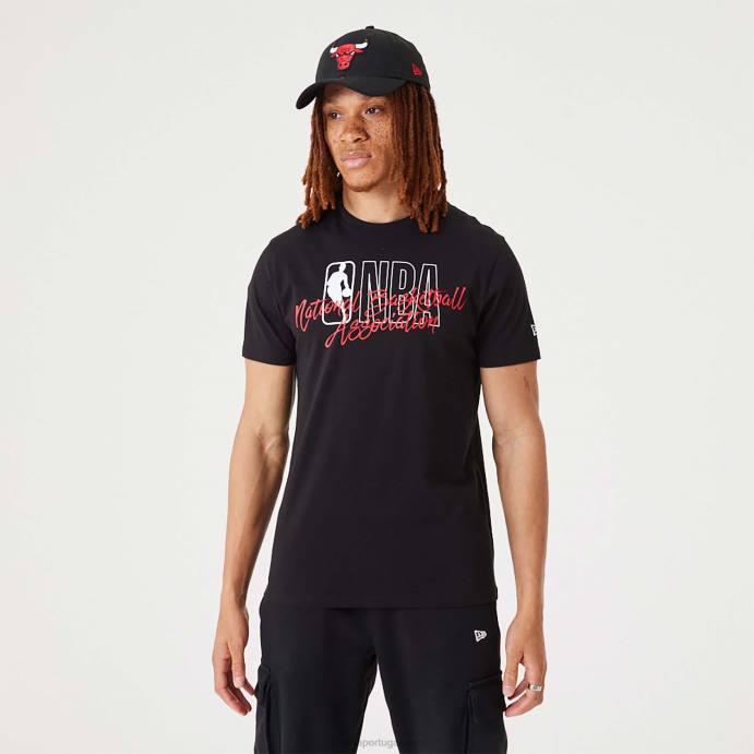 FFTN2929 New Era nba script logo camiseta preta