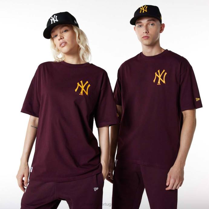 FFTN2931 New Era t-shirt oversized roxo escuro new york yankees essentials
