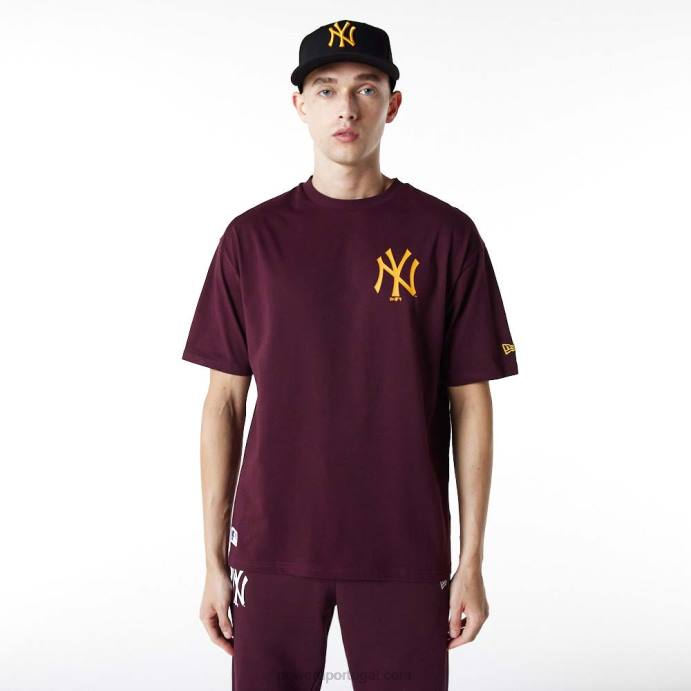 FFTN2931 New Era t-shirt oversized roxo escuro new york yankees essentials