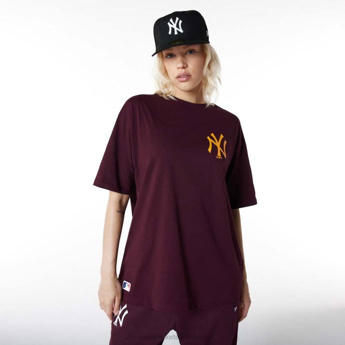 FFTN2931 New Era t-shirt oversized roxo escuro new york yankees essentials