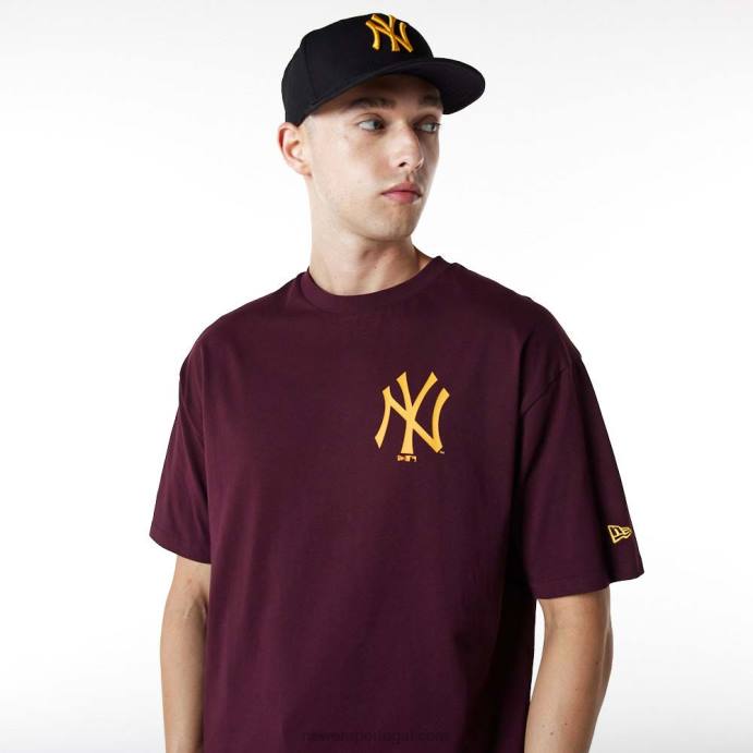 FFTN2931 New Era t-shirt oversized roxo escuro new york yankees essentials
