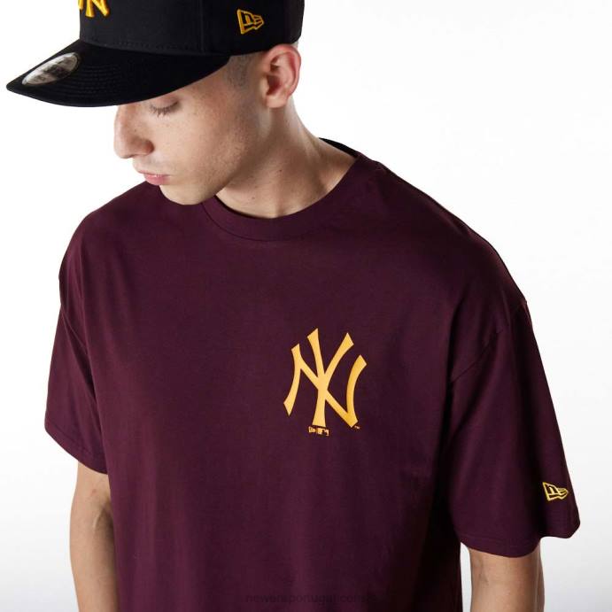 FFTN2931 New Era t-shirt oversized roxo escuro new york yankees essentials