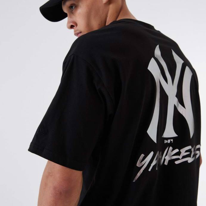 FFTN2933 New Era camiseta preta metalizada new york yankees mlb