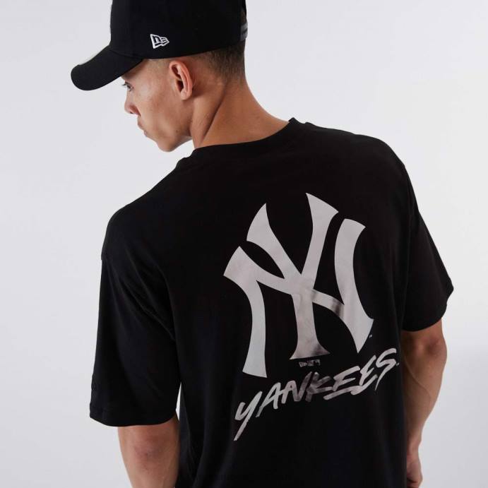 FFTN2933 New Era camiseta preta metalizada new york yankees mlb