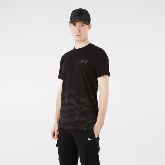 FFTN2937 New Era camiseta preta camuflada refletiva la lakers