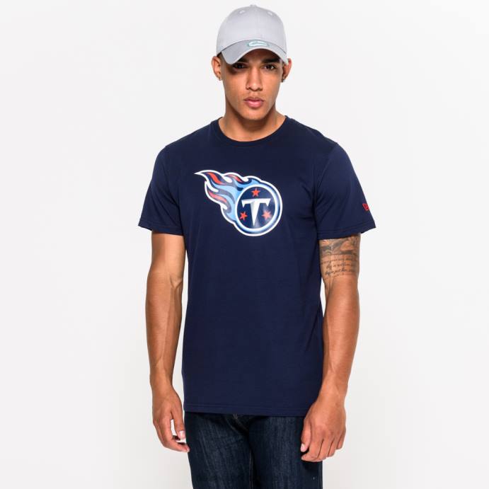 FFTN2938 New Era camiseta azul com logotipo da equipe tennessee titans