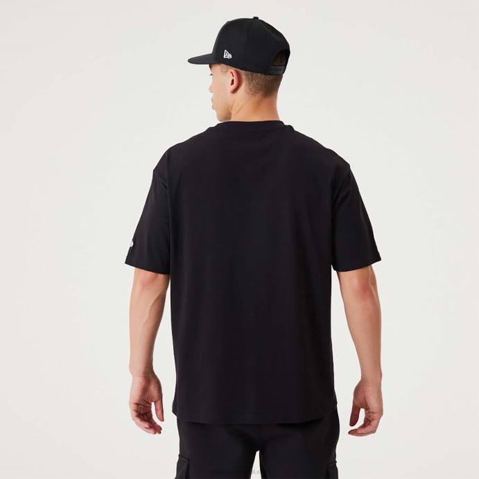 FFTN2941 New Era la lakers nba camiseta oversized preta com logo do time grande