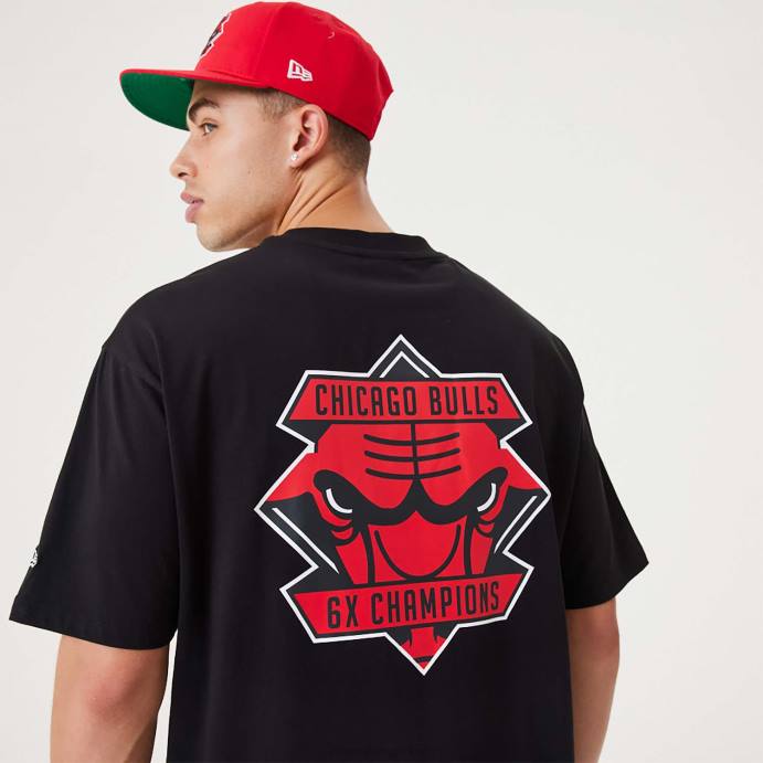 FFTN2942 New Era Chicago Bulls NBA Championship Camiseta oversized preta