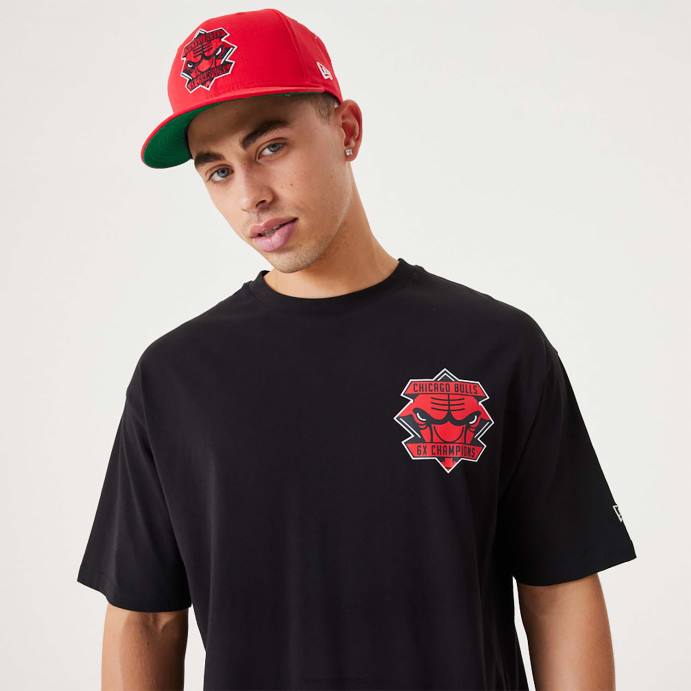 FFTN2942 New Era Chicago Bulls NBA Championship Camiseta oversized preta
