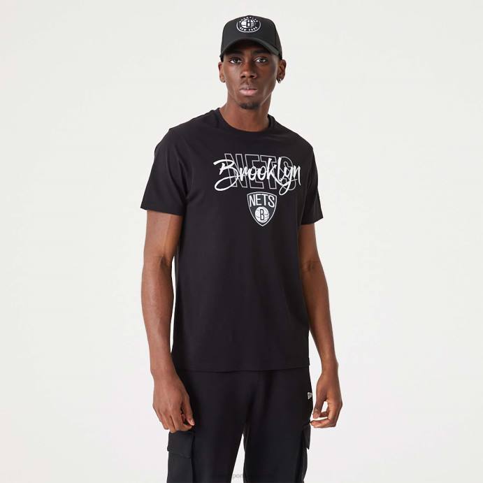 FFTN2943 New Era camiseta preta brooklyn nets nba script