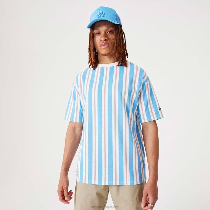 FFTN2944 New Era camiseta oversized branca com listras abertas