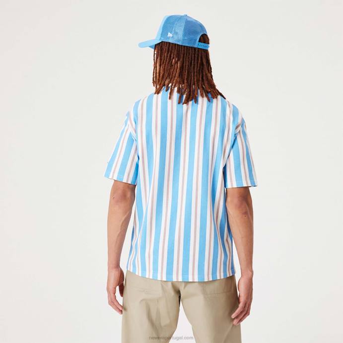 FFTN2944 New Era camiseta oversized branca com listras abertas
