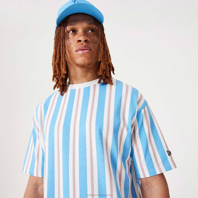 FFTN2944 New Era camiseta oversized branca com listras abertas