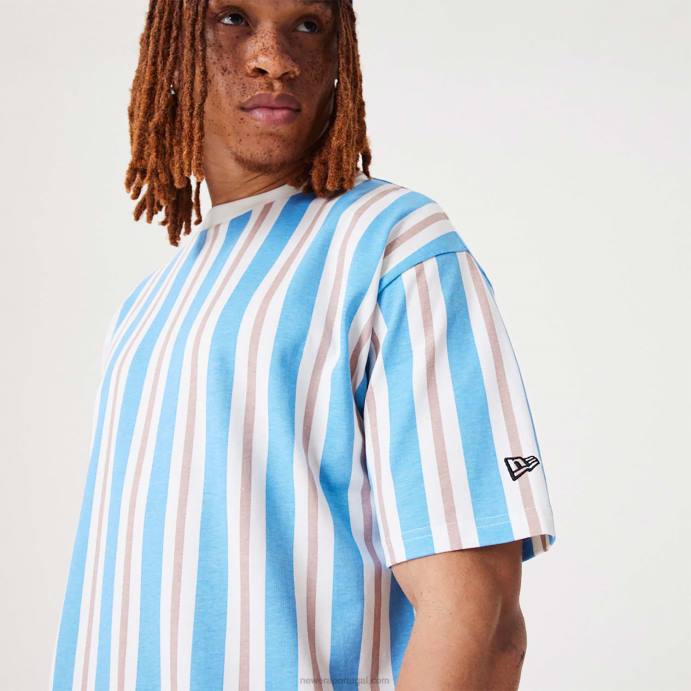 FFTN2944 New Era camiseta oversized branca com listras abertas