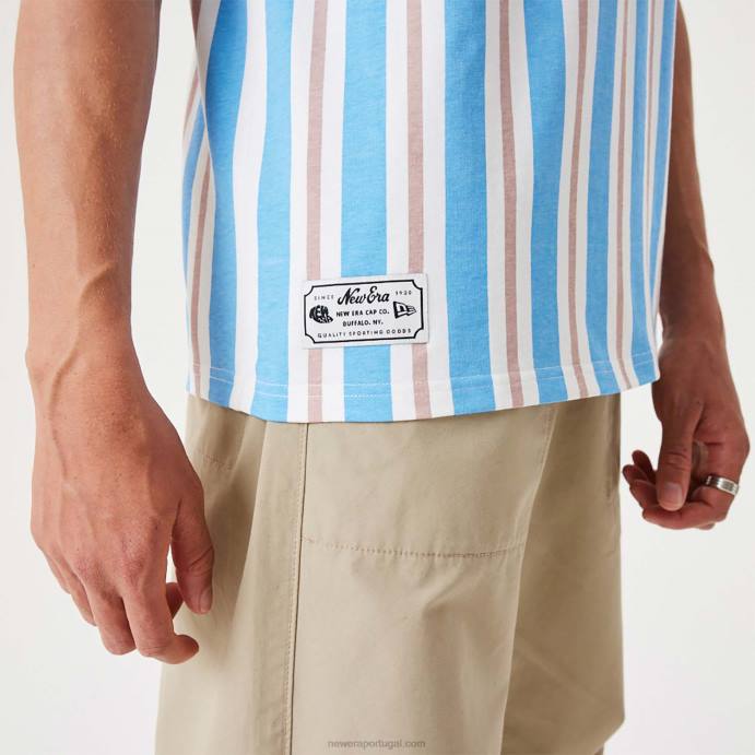 FFTN2944 New Era camiseta oversized branca com listras abertas