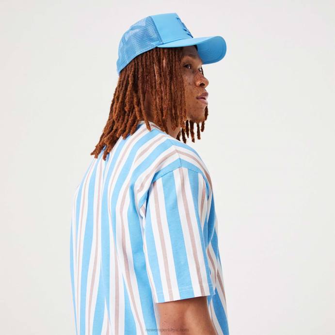 FFTN2944 New Era camiseta oversized branca com listras abertas