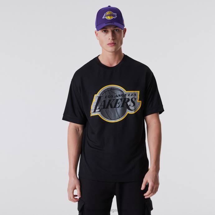 FFTN2946 New Era la lakers nba camiseta malha contorno preto