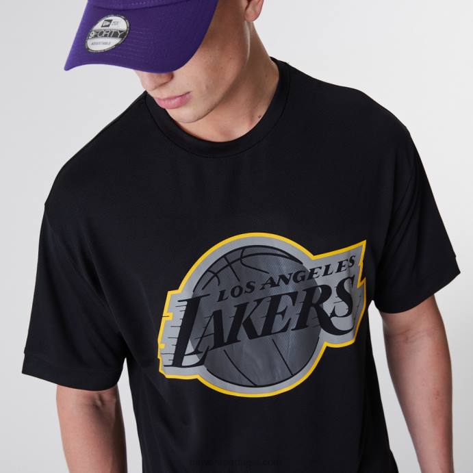 FFTN2946 New Era la lakers nba camiseta malha contorno preto