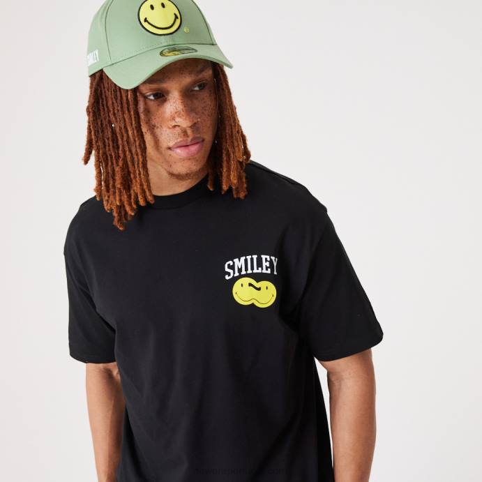 FFTN2947 New Era camiseta preta smiley multi logo