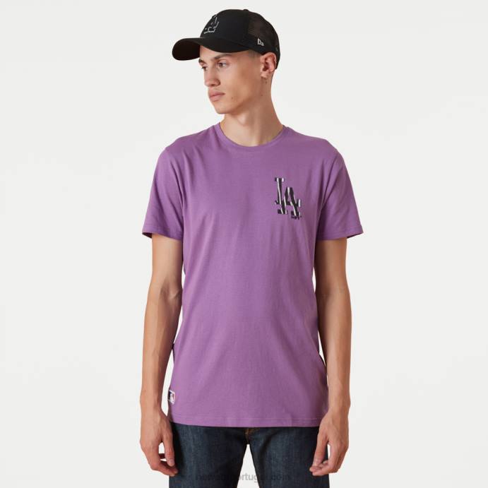 FFTN2950 New Era camiseta roxa com logo da equipe la dodgers mlb