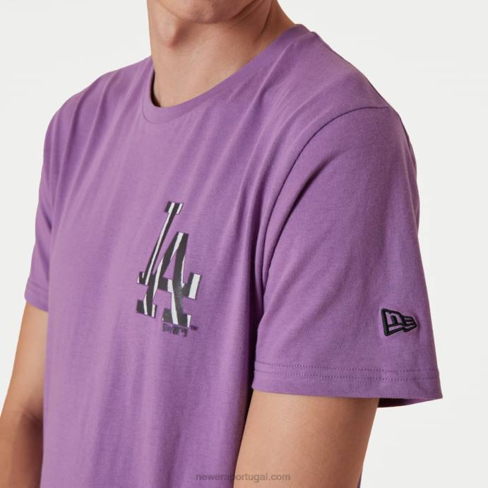 FFTN2950 New Era camiseta roxa com logo da equipe la dodgers mlb