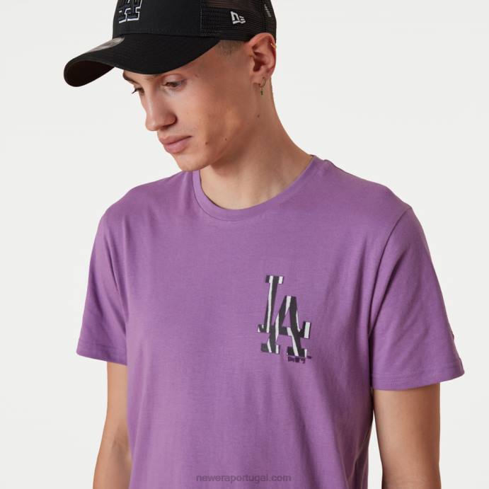 FFTN2950 New Era camiseta roxa com logo da equipe la dodgers mlb