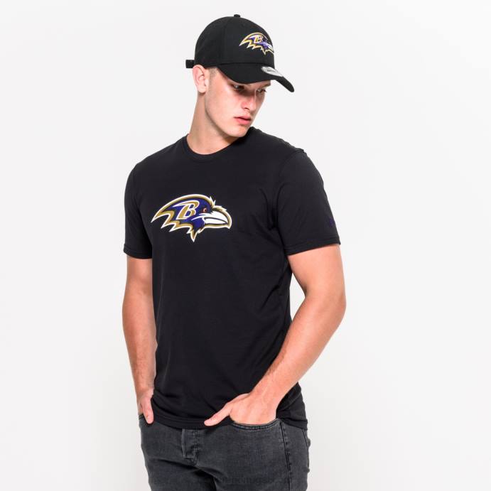 FFTN2953 New Era camiseta preta com logo do time baltimore ravens