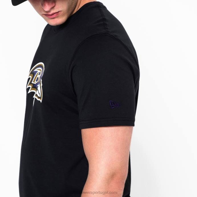 FFTN2953 New Era camiseta preta com logo do time baltimore ravens
