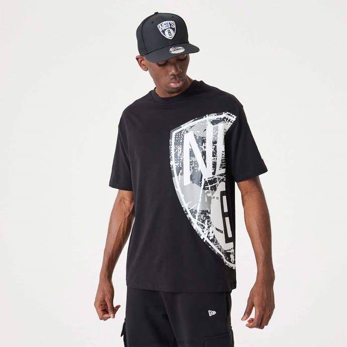 FFTN2955 New Era brooklyn nets nba camiseta grande com logotipo preto da equipe