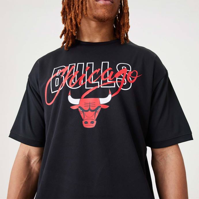 FFTN2957 New Era chicago bulls nba t-shirt oversized preta com script nba