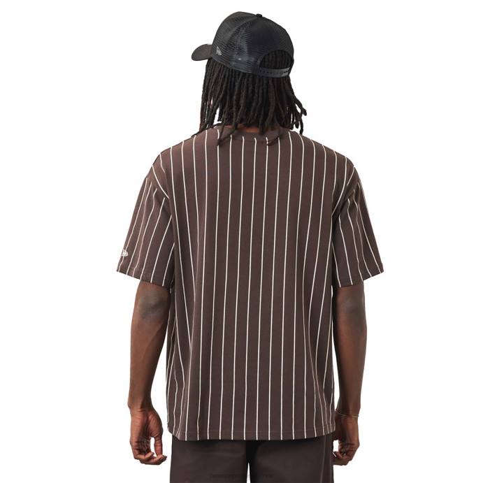 FFTN2962 New Era camiseta marrom risca de giz