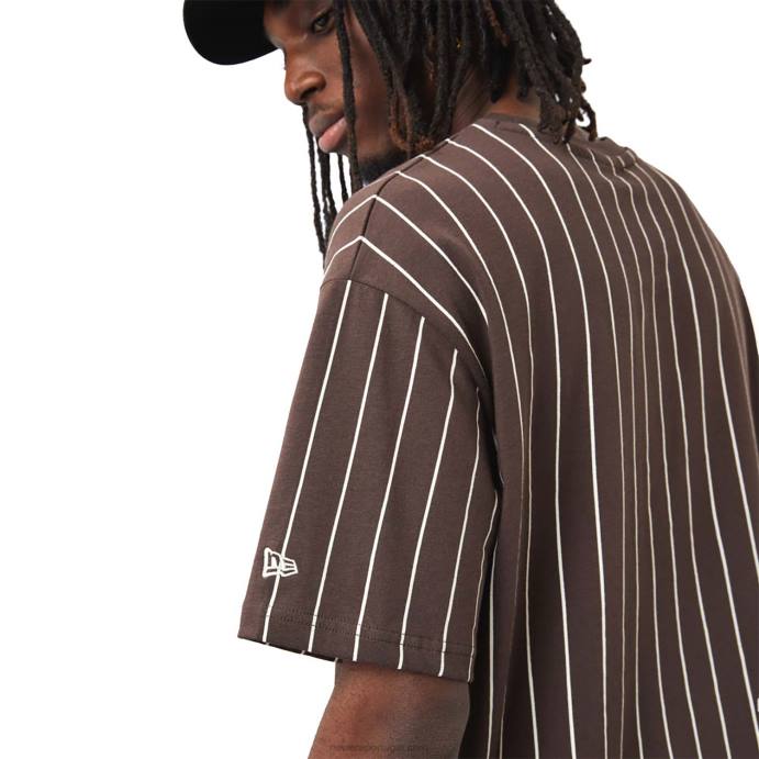 FFTN2962 New Era camiseta marrom risca de giz