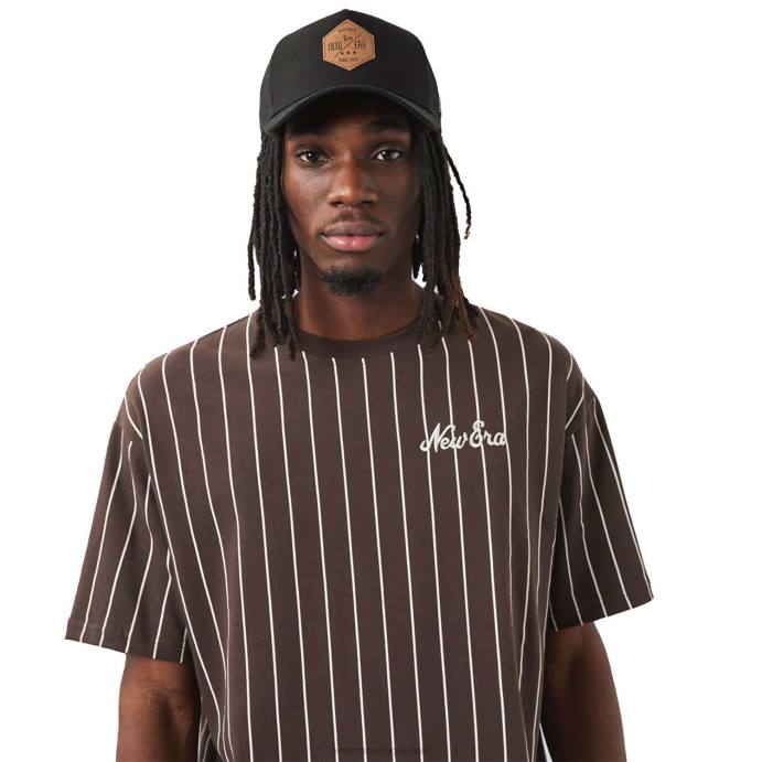 FFTN2962 New Era camiseta marrom risca de giz
