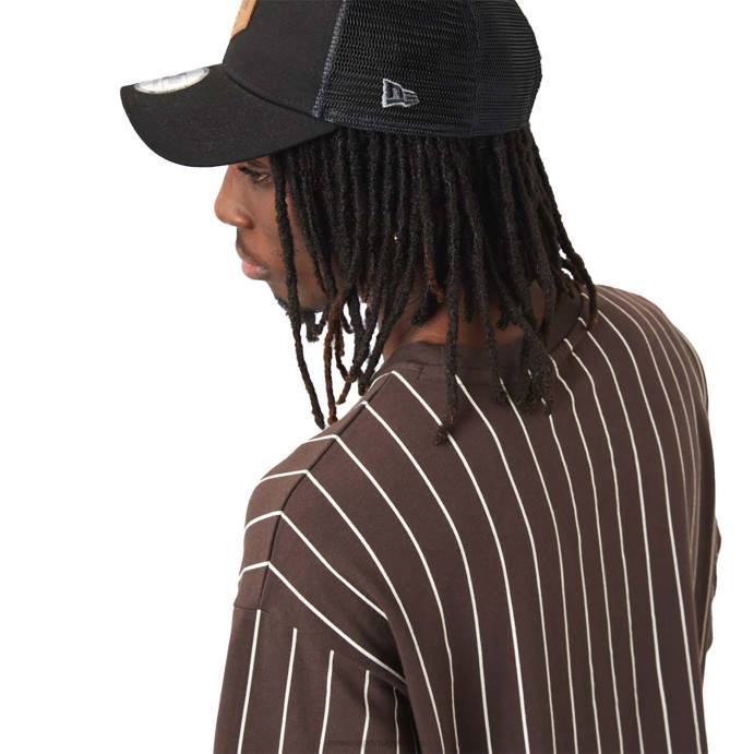 FFTN2962 New Era camiseta marrom risca de giz