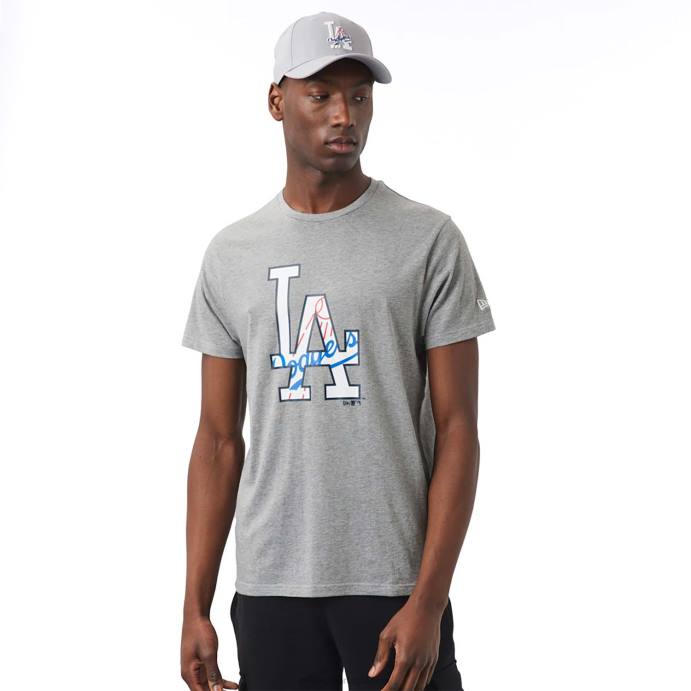 FFTN2963 New Era camiseta cinza com logo duplo la dodgers
