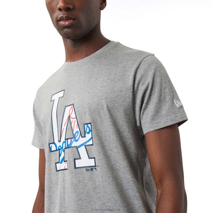 FFTN2963 New Era camiseta cinza com logo duplo la dodgers