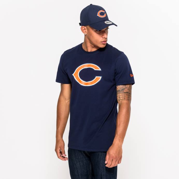 FFTN2966 New Era camiseta azul marinho com logo do time chicago bears