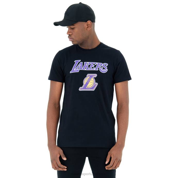 FFTN2967 New Era camiseta preta com logo da nba la lakers