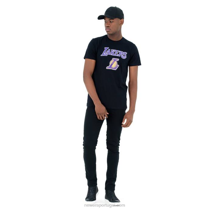 FFTN2967 New Era camiseta preta com logo da nba la lakers