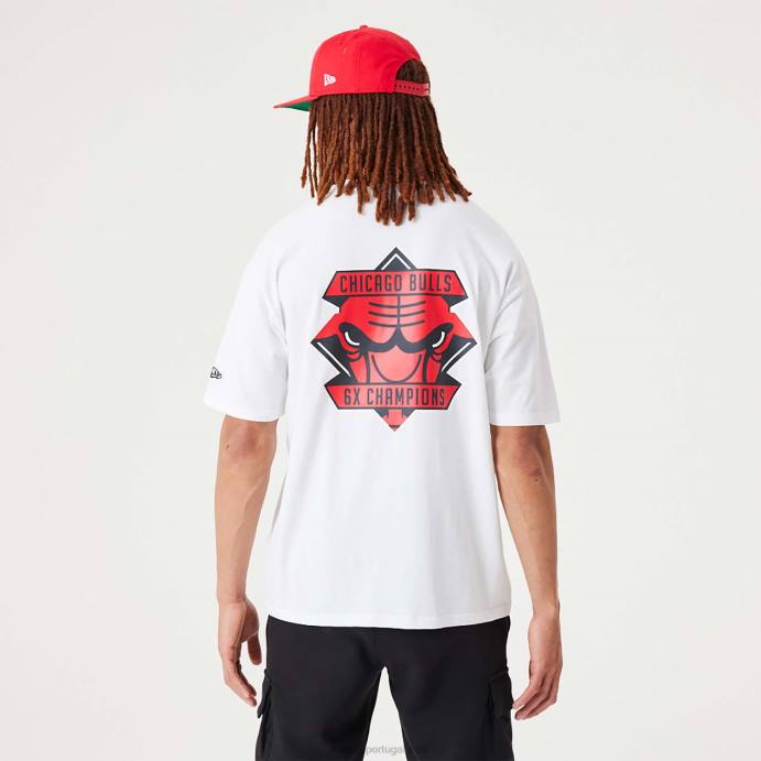 FFTN2970 New Era Chicago Bulls NBA Championship Camiseta oversized branca