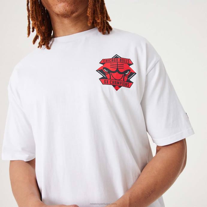 FFTN2970 New Era Chicago Bulls NBA Championship Camiseta oversized branca
