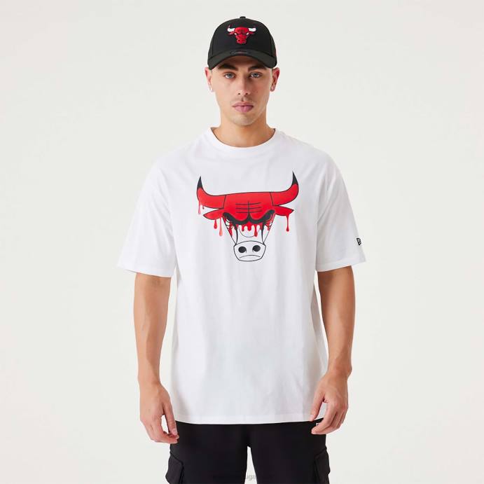 FFTN2972 New Era chicago nba drip logo bulls t-shirt branca