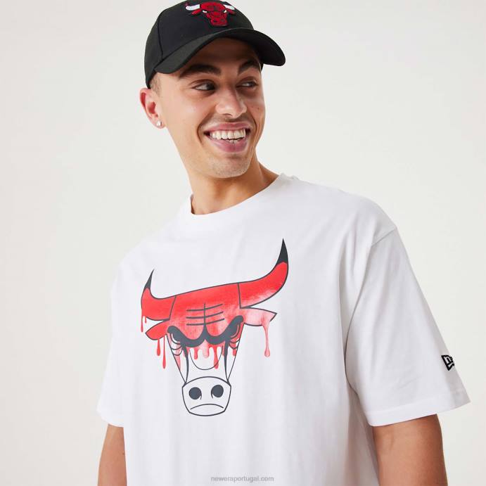 FFTN2972 New Era chicago nba drip logo bulls t-shirt branca