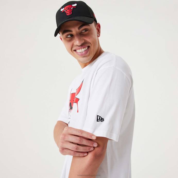 FFTN2972 New Era chicago nba drip logo bulls t-shirt branca