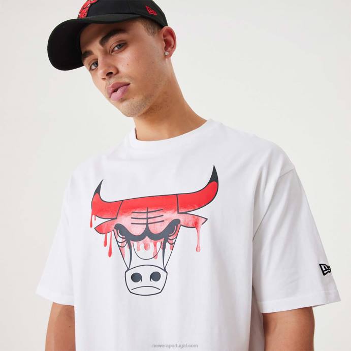 FFTN2972 New Era chicago nba drip logo bulls t-shirt branca