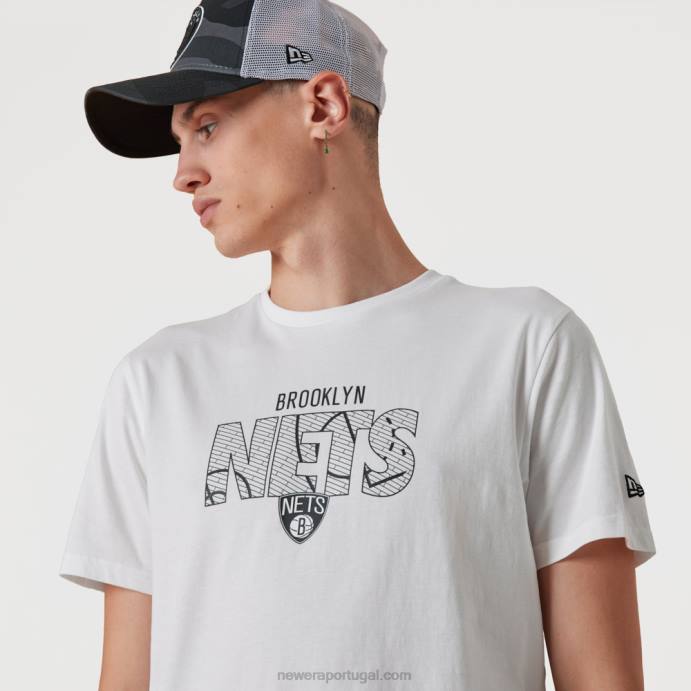 FFTN2978 New Era brooklyn nets t-shirt nba wordmark branco