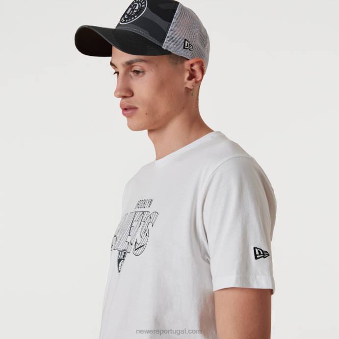 FFTN2978 New Era brooklyn nets t-shirt nba wordmark branco