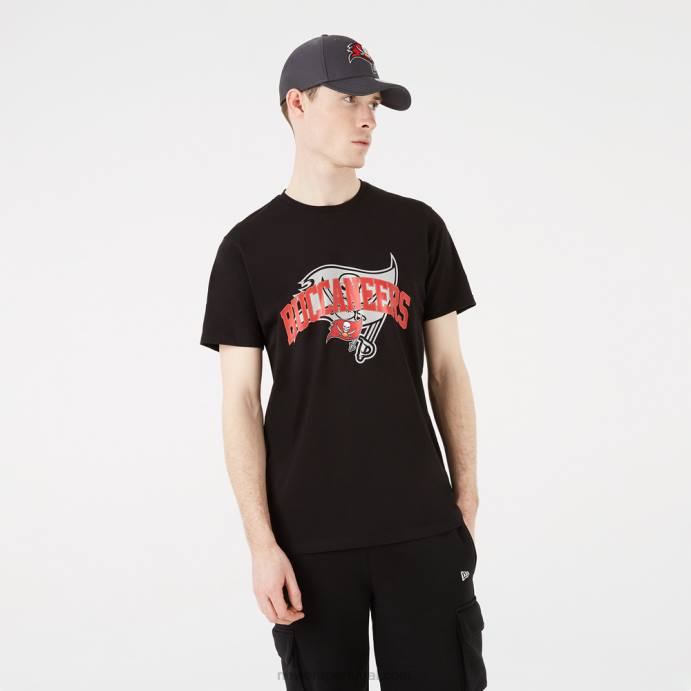 FFTN2979 New Era Tampa Bay Buccaneers Camiseta preta com logo da equipe nfl